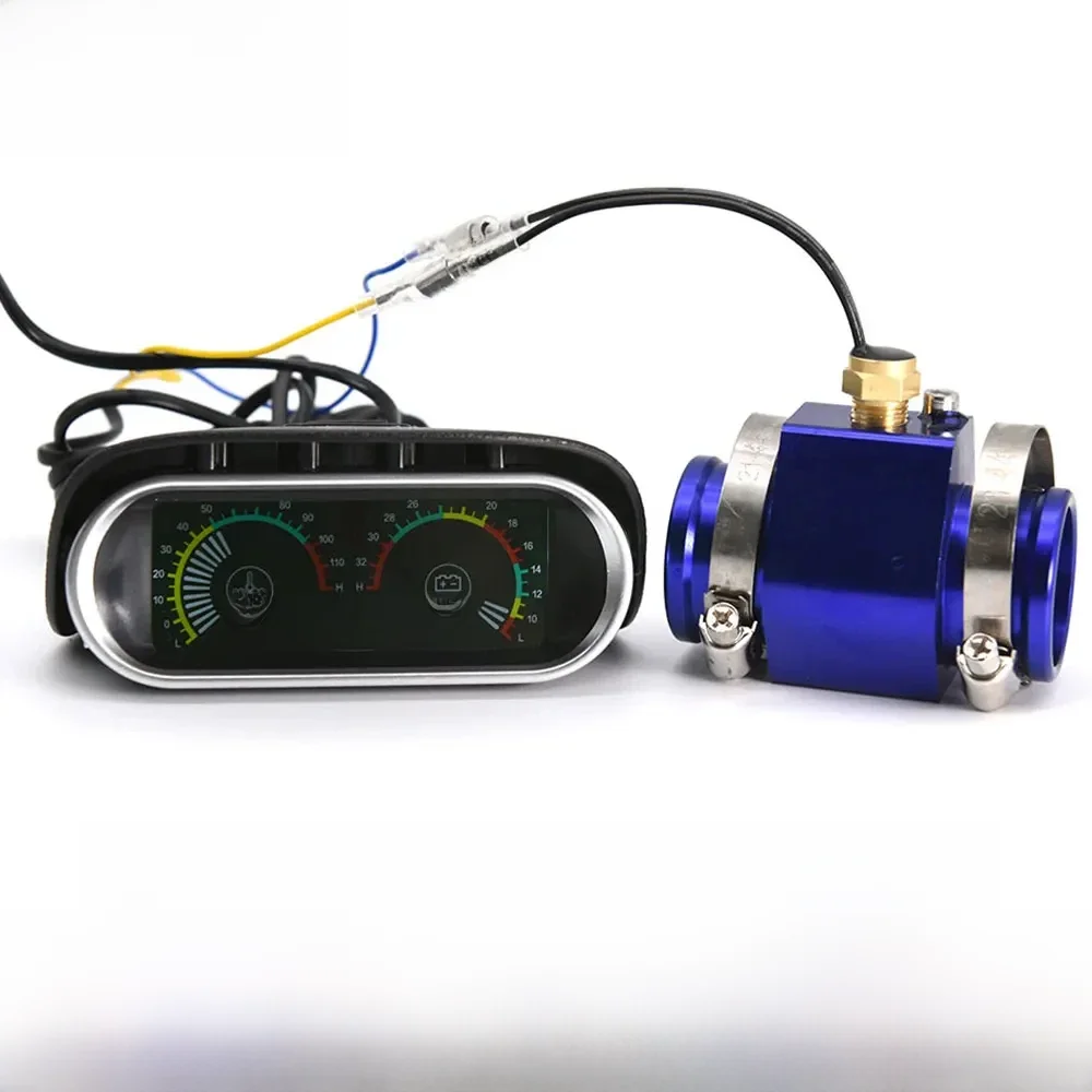 2 w 1 LCD Cyfrowy wskaźnik temperatury wody do samochodów ciężarowych 1/8 NPT Czujnik temperatury Temperatura Moto + Woltomierz Miernik napięcia 12V 24V — zdjęcie 2