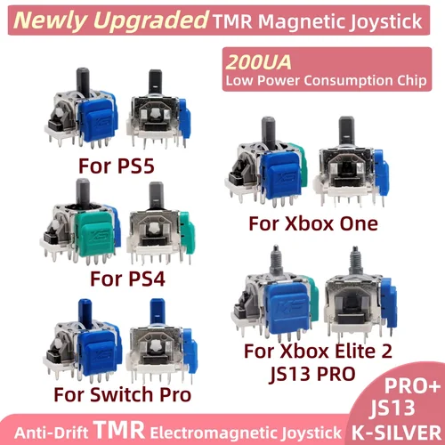 Joystick electromagnético K-SILVER Anti-Drift TMR para PS4, Xbox Series, reparación de controlador Switch Pro PS5, 2 uds.