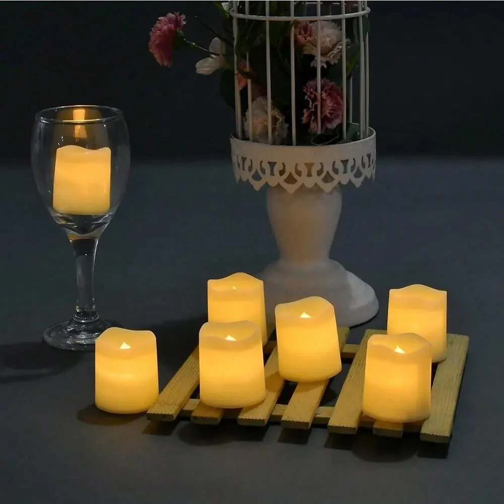 Imagem -05 - Flameless Electronic Candle Light Quente Simulado Round Tealight Bateria Incluída Casamento Dia das Bruxas Decoração de Natal 24 Pcs Conjunto