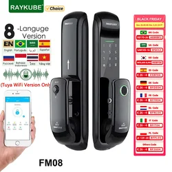 RAYKUBE FM08 Tuya Wifi Smart Door Lock TT Lock Fingerprint Lock Auto Electronic Bio-metric Lock Digital Lock for Smart Home