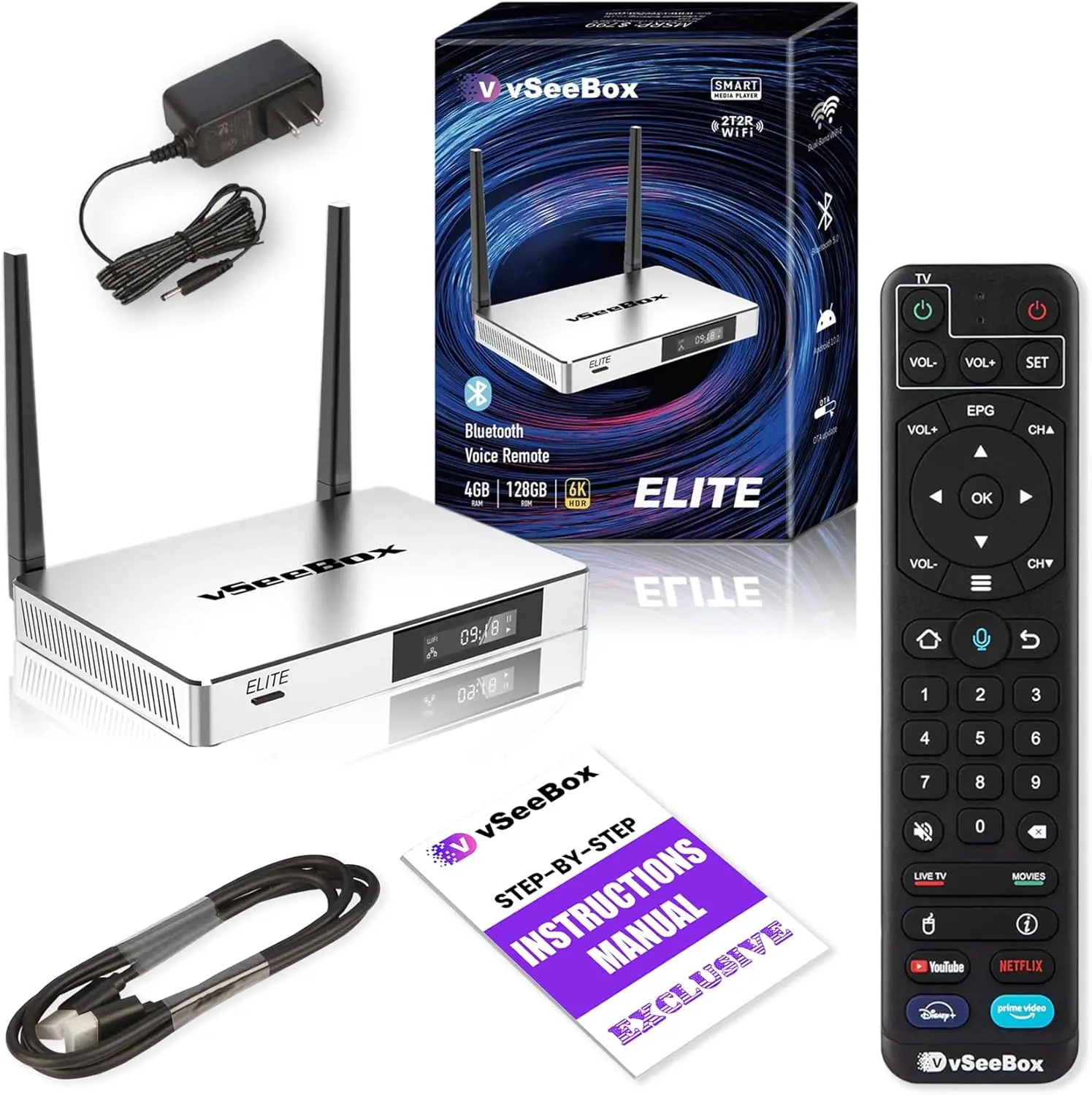 

100% НОВИНКА КУПИТЬ 2 ПОЛУЧИ 1 БЕСПЛАТНО ДЛЯ vSeeBox Elite 6K с пультом дистанционного управления с голосовым управлением — в комплект входит простое руководство по настройке