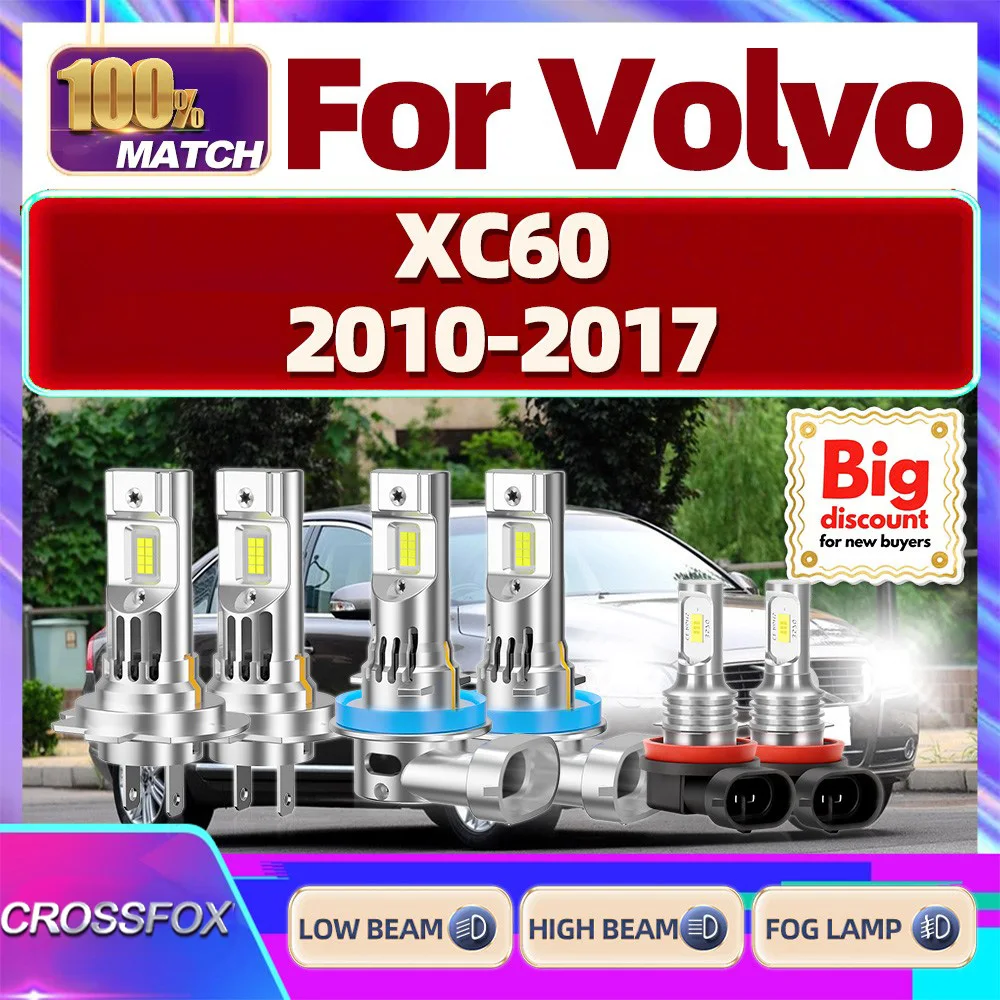 

CROSSFOX【For Volvo XC60 2010-2017】High Low Beam Turbo Canbus Car LED Headlight Bulbs Ultra Bright Headlamp Ampoules Fog Lamp
