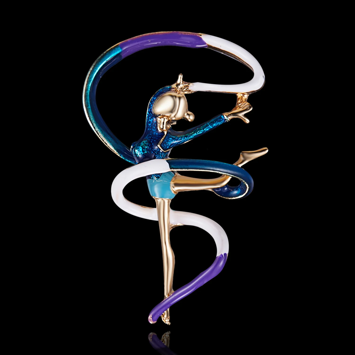 Niedliche Ballett-Gymnastik-Tänzer-Broschen für Frauen, exquisite bunte Strass-Anstecknadel, Hochzeits-Corsage, Modeschmuck, Geschenk – Detail 4