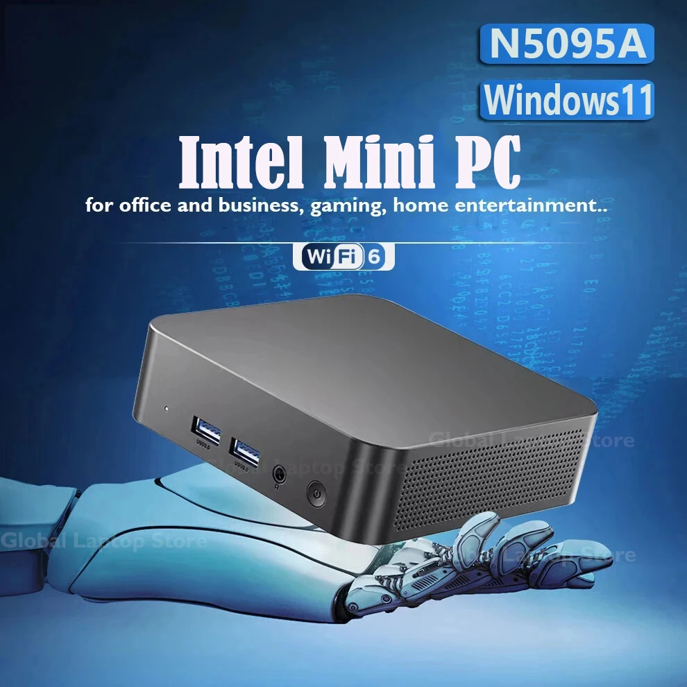 2025 Portable Mini PC Intel Celeron N5095 Windows 11 Desktop PC 16GB DDR4 1TB 2TB SSD WiFi 6 M.2 SSD Mini PC Gaming Computer