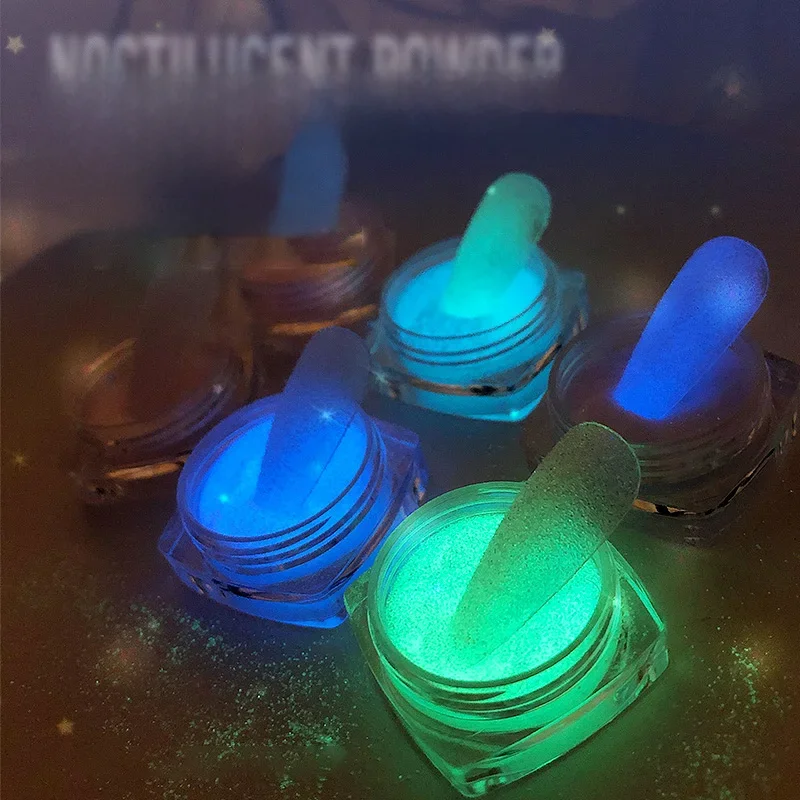 6 Couleurs Halloween Phxing ou Shoous Nail Glitter Poudre net1-2gWhite Clip Glow-In-Dark Poudre DIY Élection Xy Résine Shoous