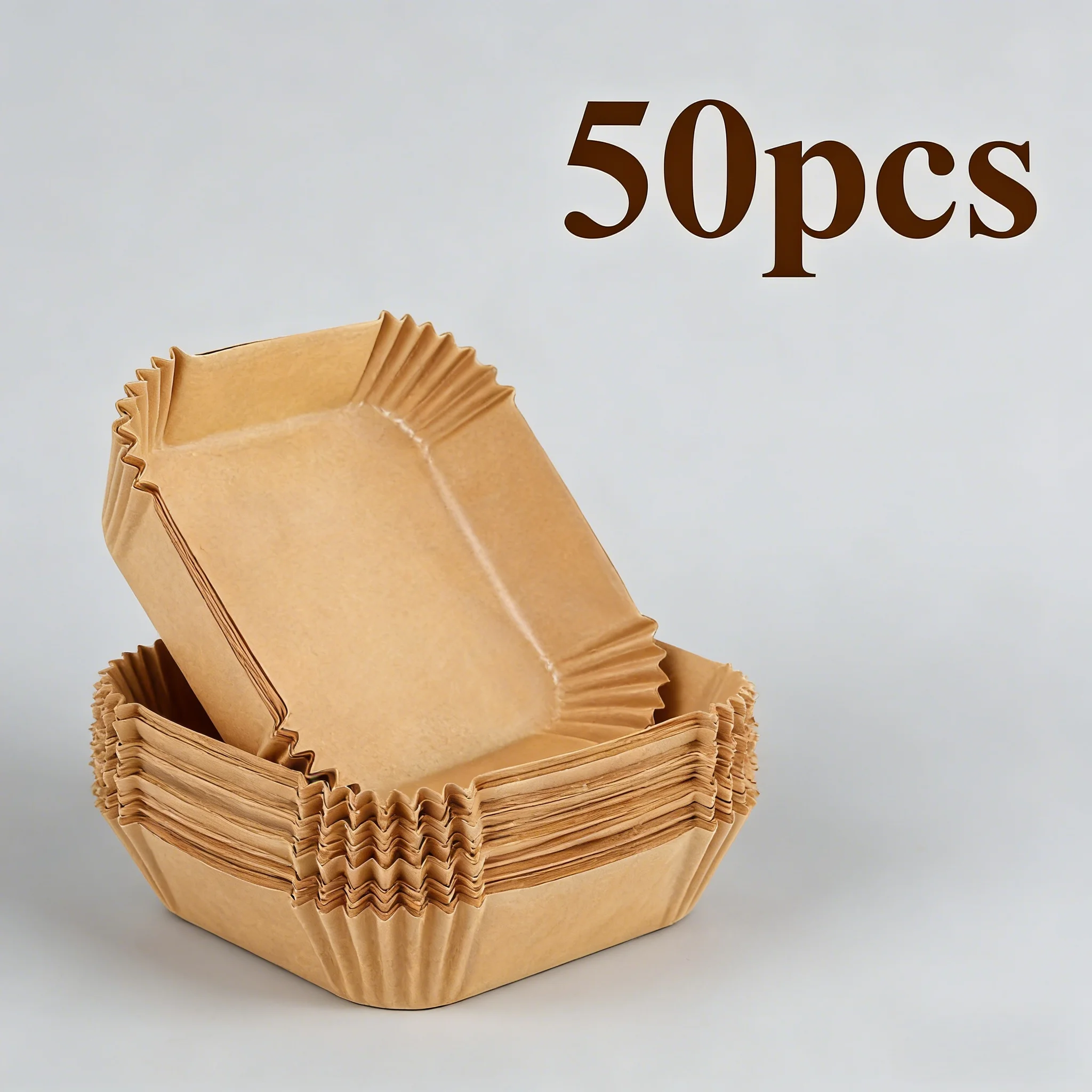 Square parchment paper, fifty sheets in a pack. Non-stick for safe microwave and oven heating.