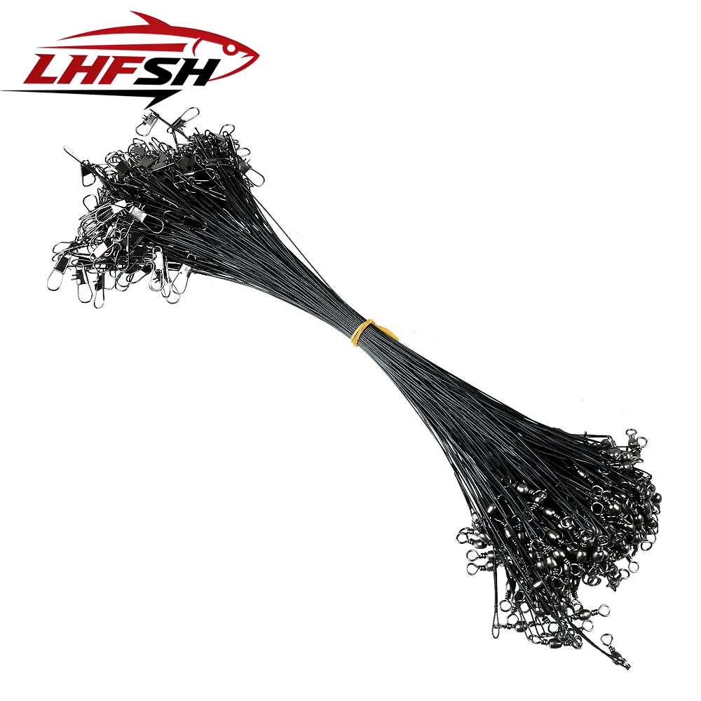 LHFSH 20 Stück Anti-Biss Stahl-Angelschnur mit Wirbel, Angelzubehör, Bleikern-Leine, Angeldraht 15CM-30CM