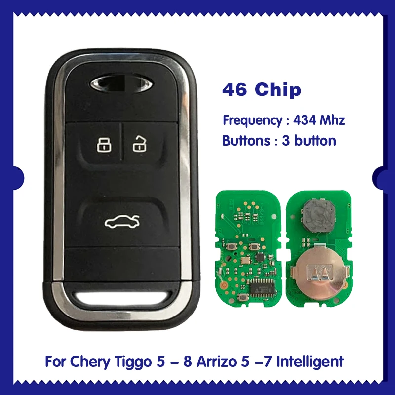 

For New Chery Tiggo 5 - 8 Arrizo 5 -7 Intelligent 3 Button Car Keyless Smart Remote Key 434Mhz ID46 Chip CN079003