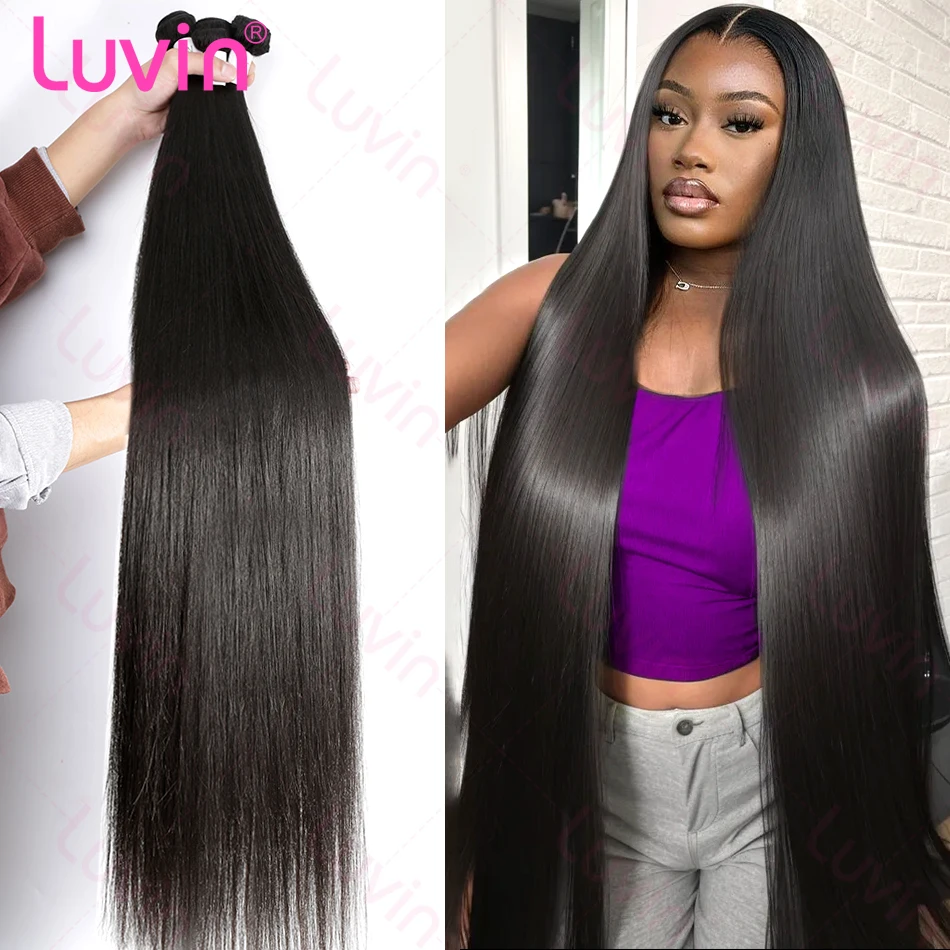 10A 32 34 36 40 Inch Straight Human Hair Bundles Unprocessed Brazilian Remy Hair Weave Bundles Wave Double Weft Hair Extensions