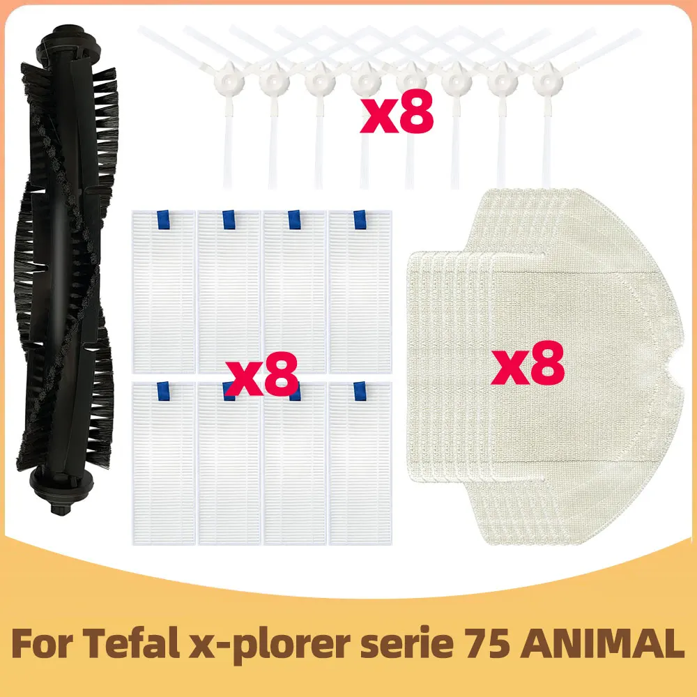 Fit For Tefal x-plorer serie 75 ANIMAL RG7687/RR7687WH Robot Vacuum Cleaner Spare Parts Main Side Brush HEPA Filter Mop Supplies