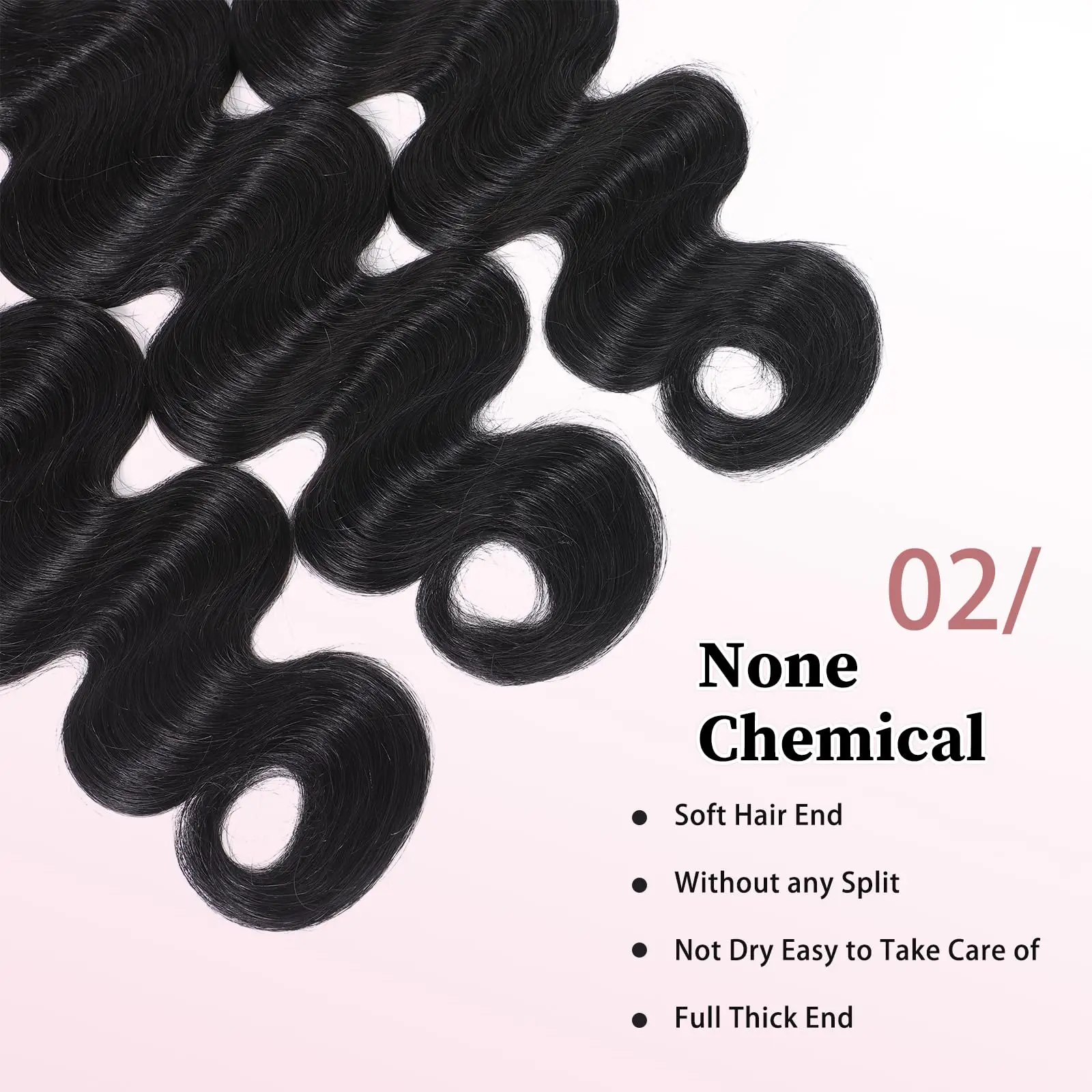 ナチュラルブラックボディウェーブ人毛1～3束100%人毛束ブラジル産バージンヘア本物の人毛エクステ女性用