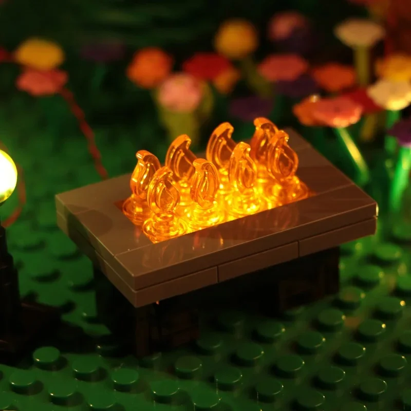 Support de Barbecue à lumière LED USB, pique-nique, activités de plein air, cheminée, ornements d'intérieur, bricolage, bloc de construction Compatible, jouet