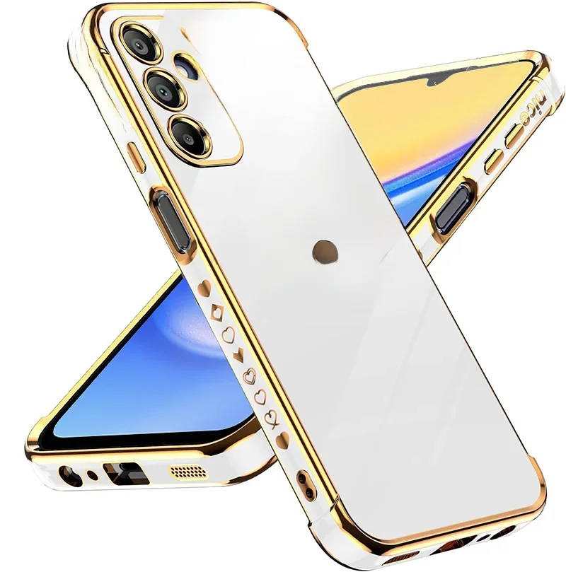 Luksusowe etui platerowane do Samsung Galaxy S24 S23 Ultra S21 S20 FE A55 A52 A53 S22 Plus A13 A54 A14 Love Heart Side Pattern Cover — zdjęcie 2