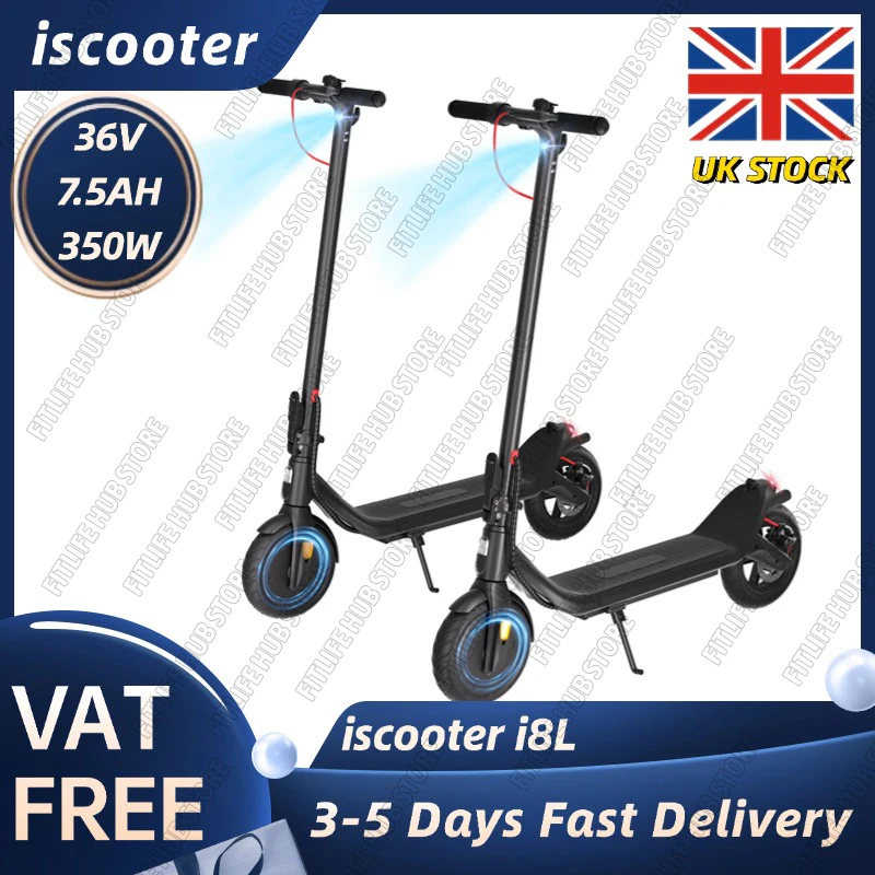 iScooter i8L Electric Scooter Adult with Cuise Control 30KM Long Range 350W Motor Double Braking System Fast E Scooter for Adult