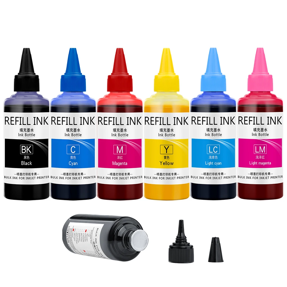 Imagem -03 - Universal Pigment Ink Garrafa para Epson All Inkjet Impressora Cartucho Ciss Pigment Ink Cores Conjunto bk c m y lc lm 100ml