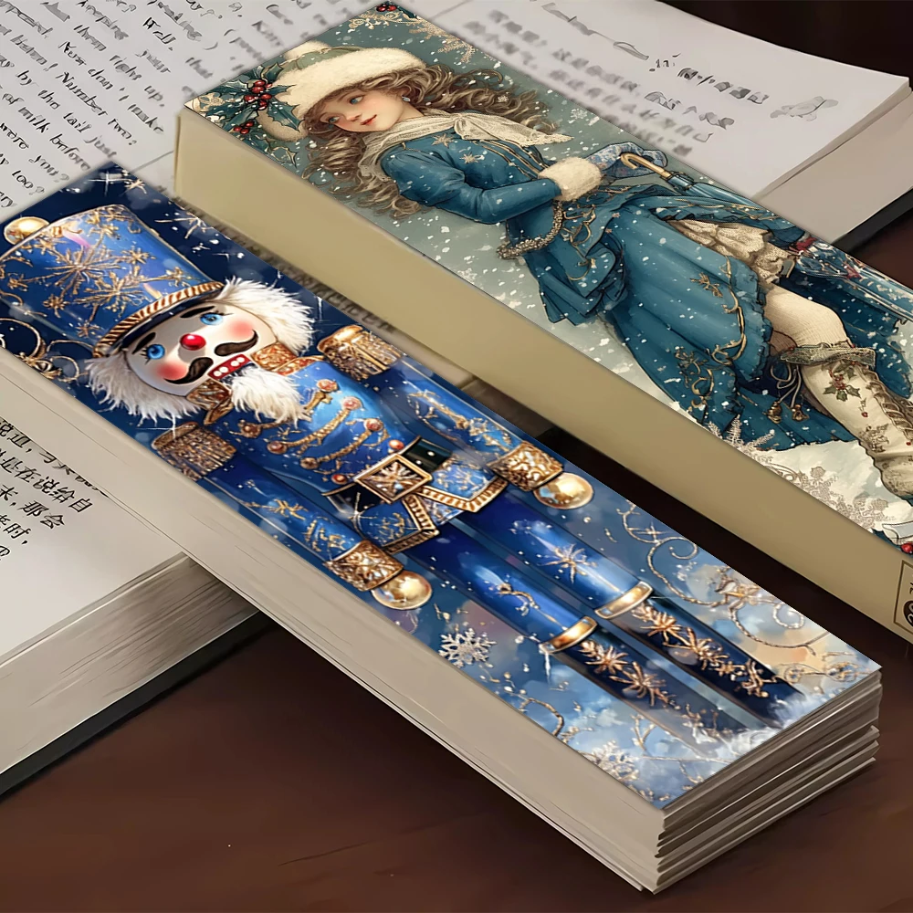 32pcs. Vintage Blue Christmas Bookmark, Nutcracker, Suitable for Teachers, Readers, and Book Lovers, Birthday Gift