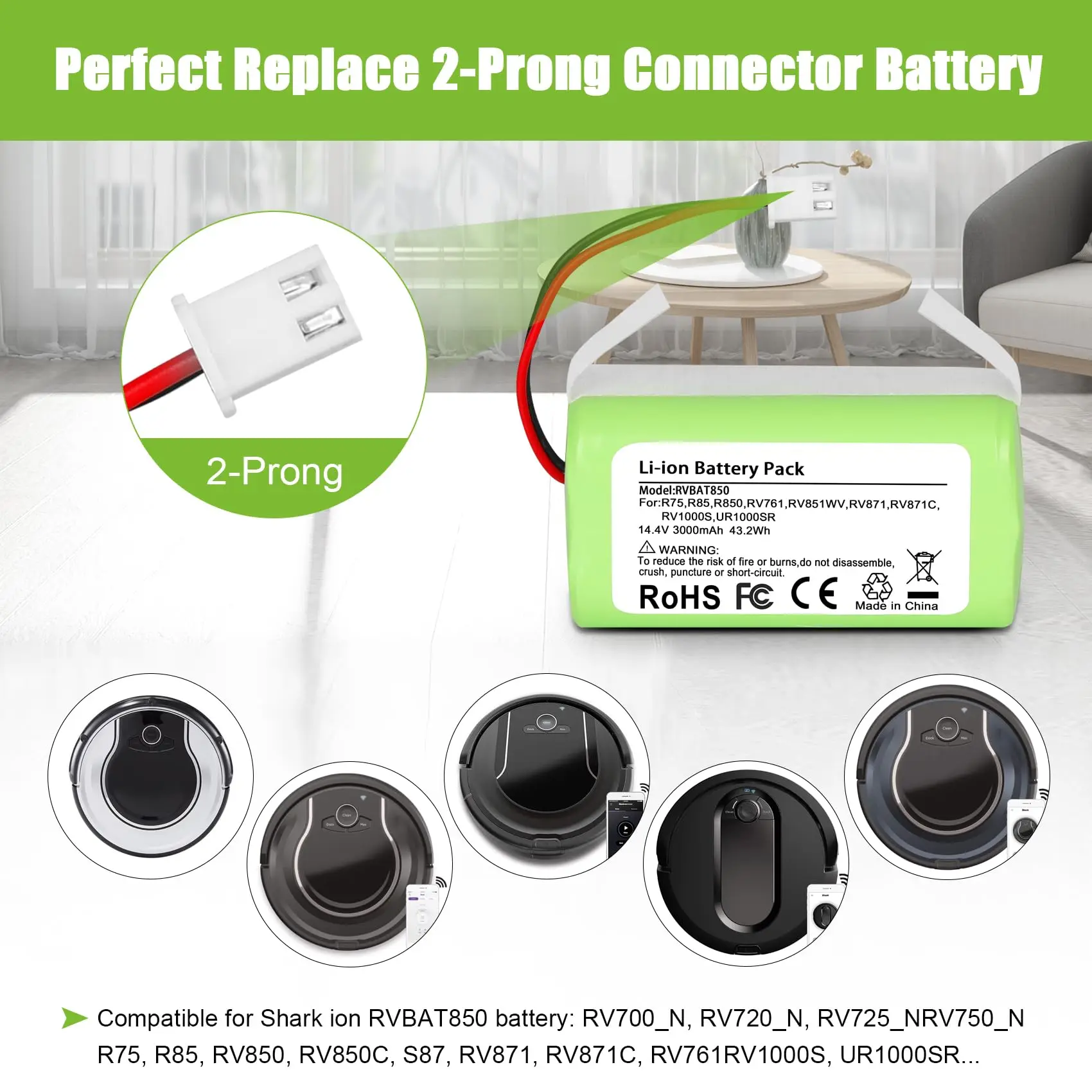 KUNLUN 3,0 Ач RVBAT850 Аккумулятор для робота Shark Ion RV1001AE R75 R85 R761 RV850 RV1000S RV1000VL RV700_N RV720_N Вакуумный аккумулятор