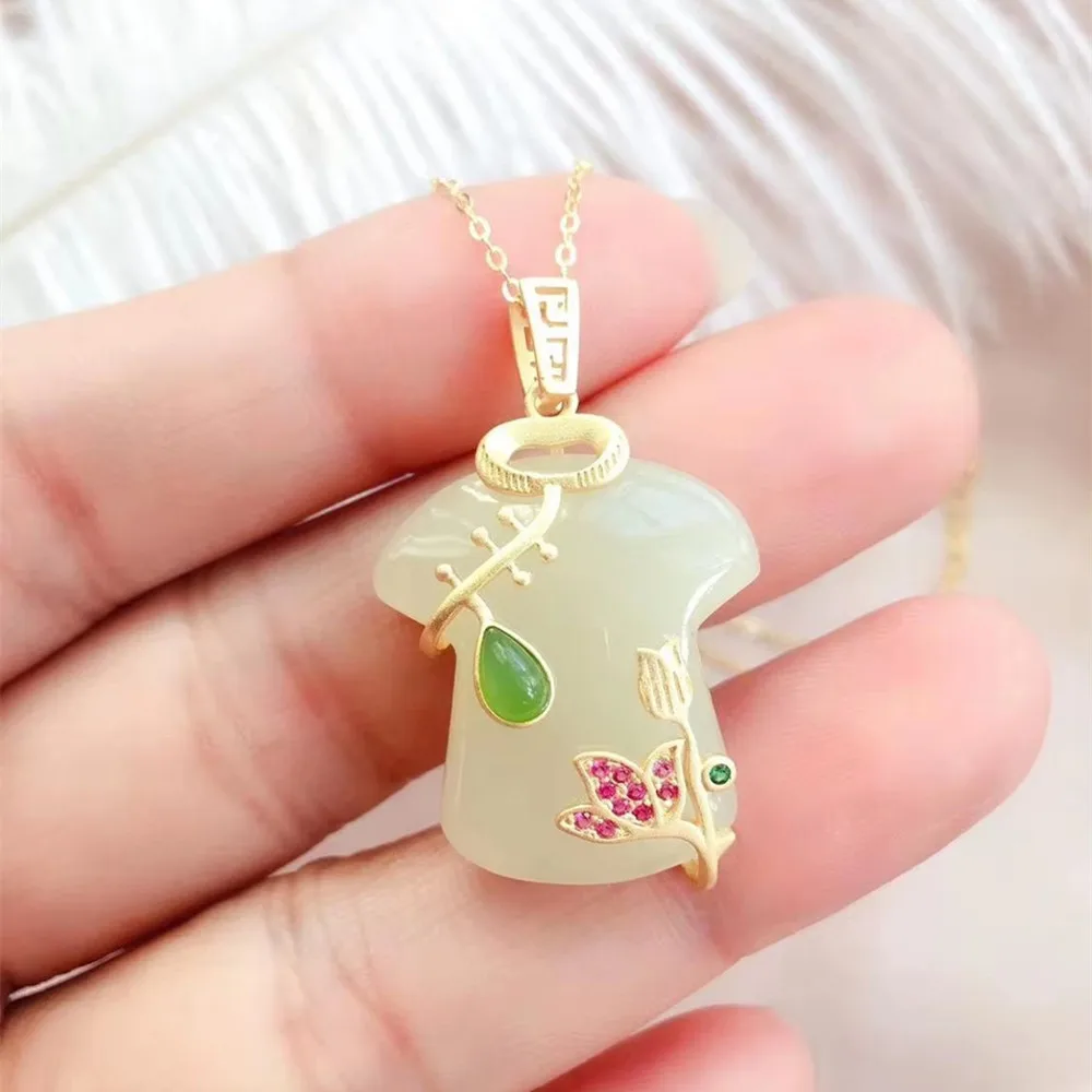 

KJJEAXCMY ювелирные изделия из стерлингового серебра 925 пробы с инкрустацией из натурального белого нефрита женское ожерелье с подвеской популярная поддержка обнаружения