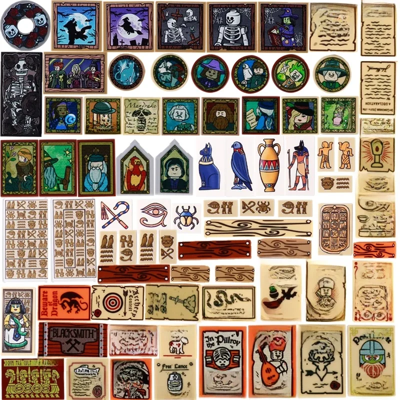 Décennie s de construction College médiévaux, château militaire, magicien, figurines de soldat égyptien, tableau d'affichage, modules en bois, briques de bricolage, jouet Seton