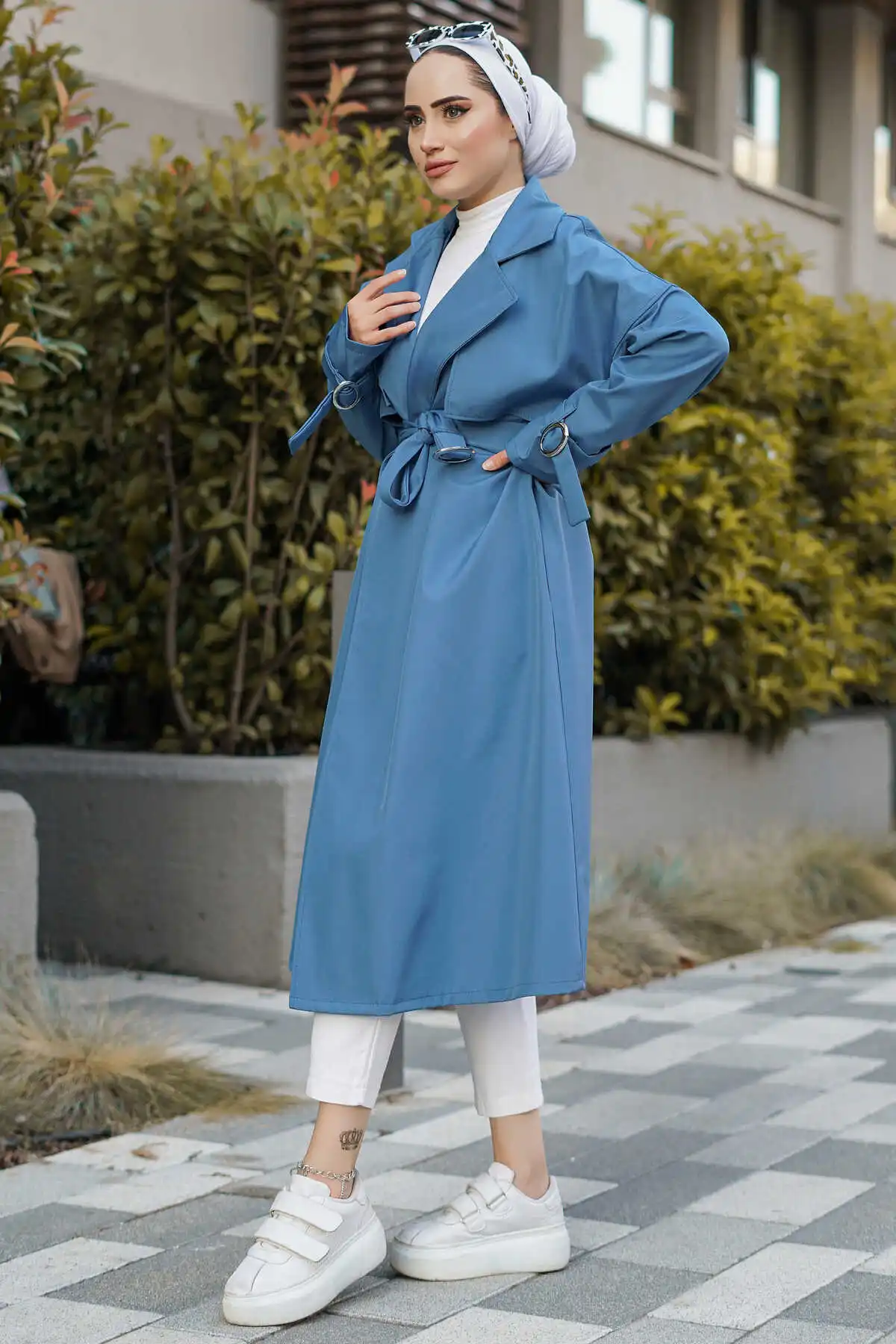 Women Clothing Waterproof Hijab Trench Coat Abaya Robe Femme Musulmane 2022 Autumn And Winter New Temperament Niche Personality