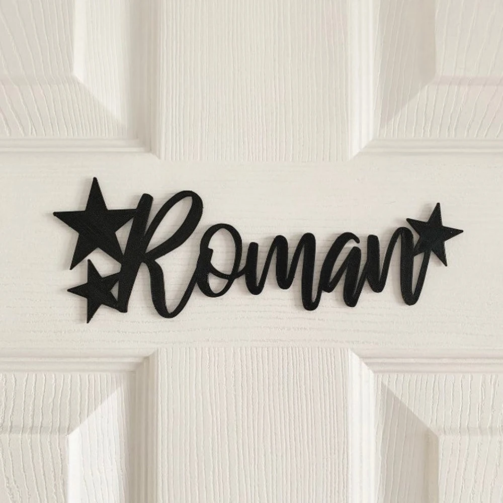 Custom Name Door Wall Sign Back glue Personalised Door Plaque Wall Sign Baby Gift Stars Nursery Decor