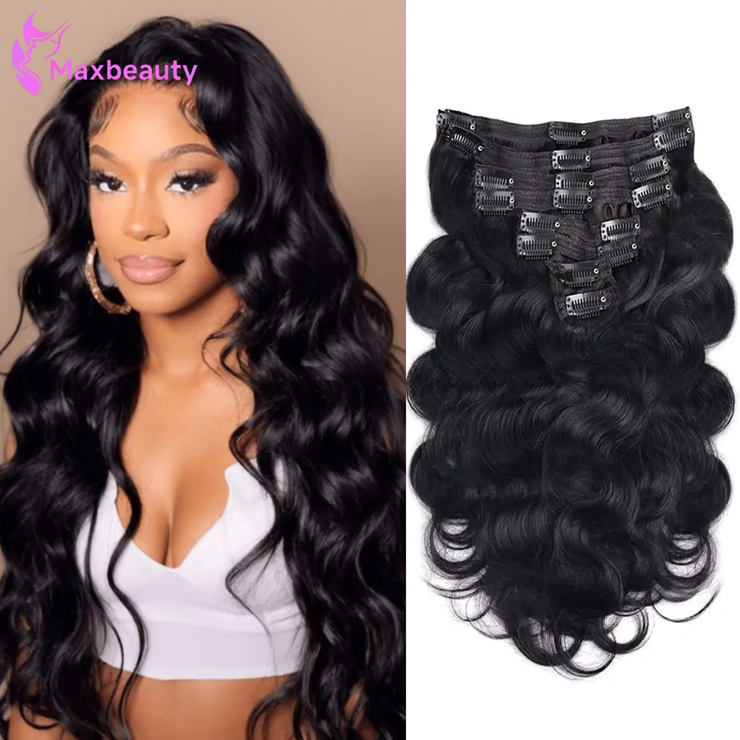 

Clip In Hair Extensions Real Human Hair Body Wave Clip In Extensions 120G 8Pcs 18 Clips Seamless Clip Ins Premium Brazilian Hair
