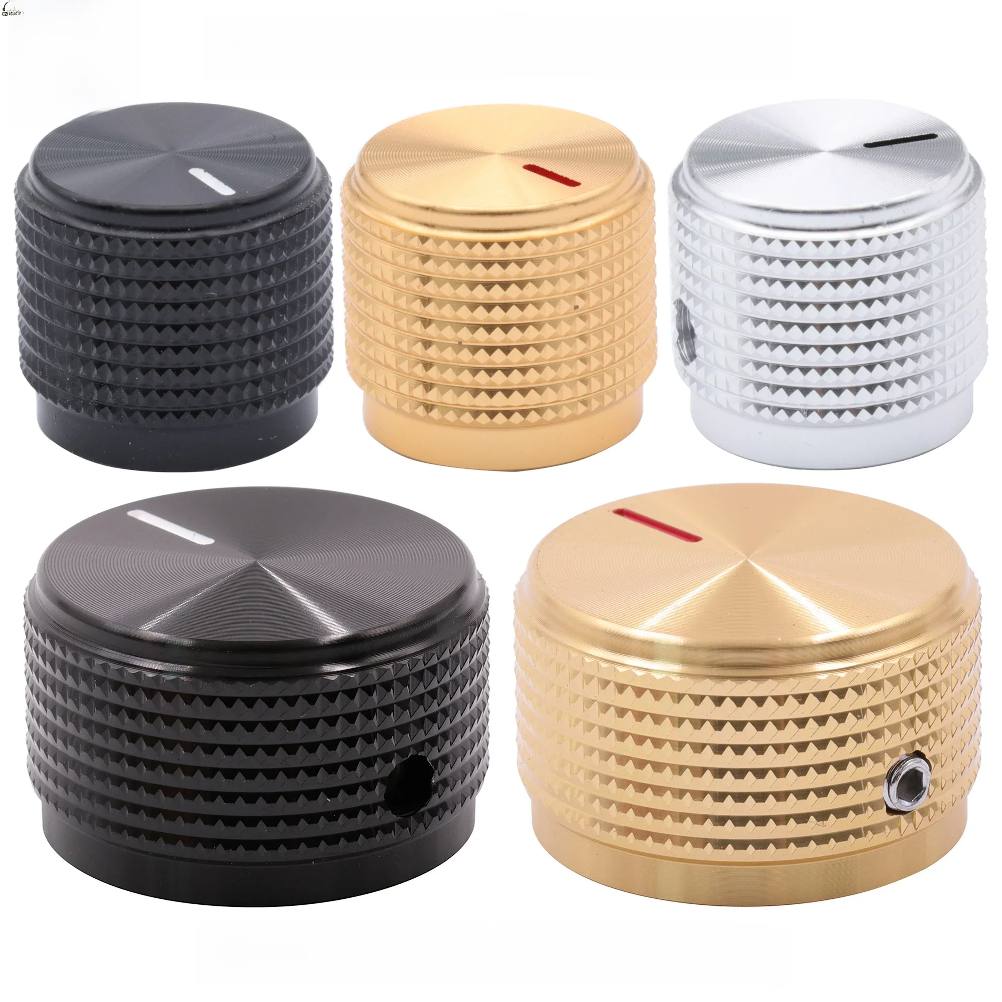 1szt 20mm 30mm Obrabiane CNC Solidne aluminiowe pokrętło wskaźnika Przycisk do wzmacniacza DAC Gramofon Radio Odtwarzacz CD Potencjometr Głośność — zdjęcie 2