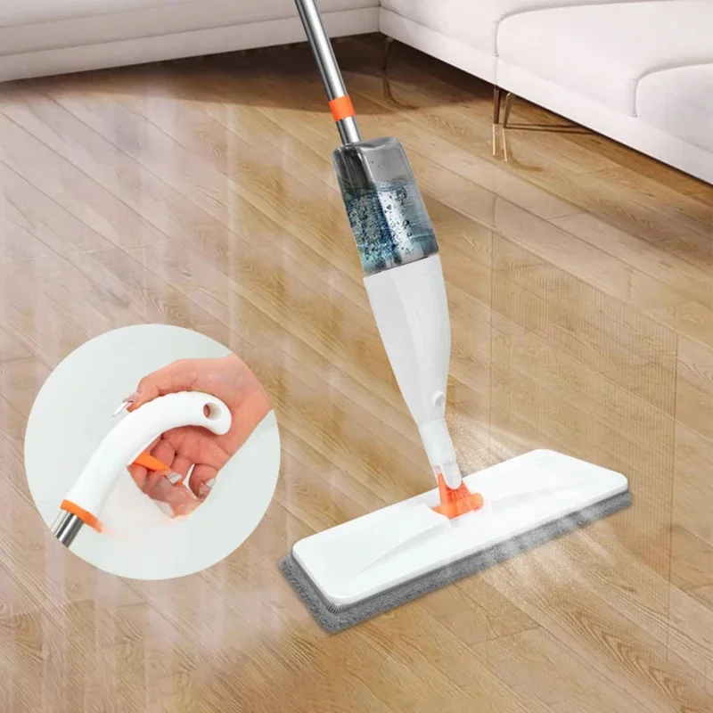 Nowy duży mop natryskowy do użytku domowego z wymienną nakładką z mikrofibry do czyszczenia na mokro i na sucho Podkładki z mikrofibry Obrotowy mop natryskowy Miotła — zdjęcie 2