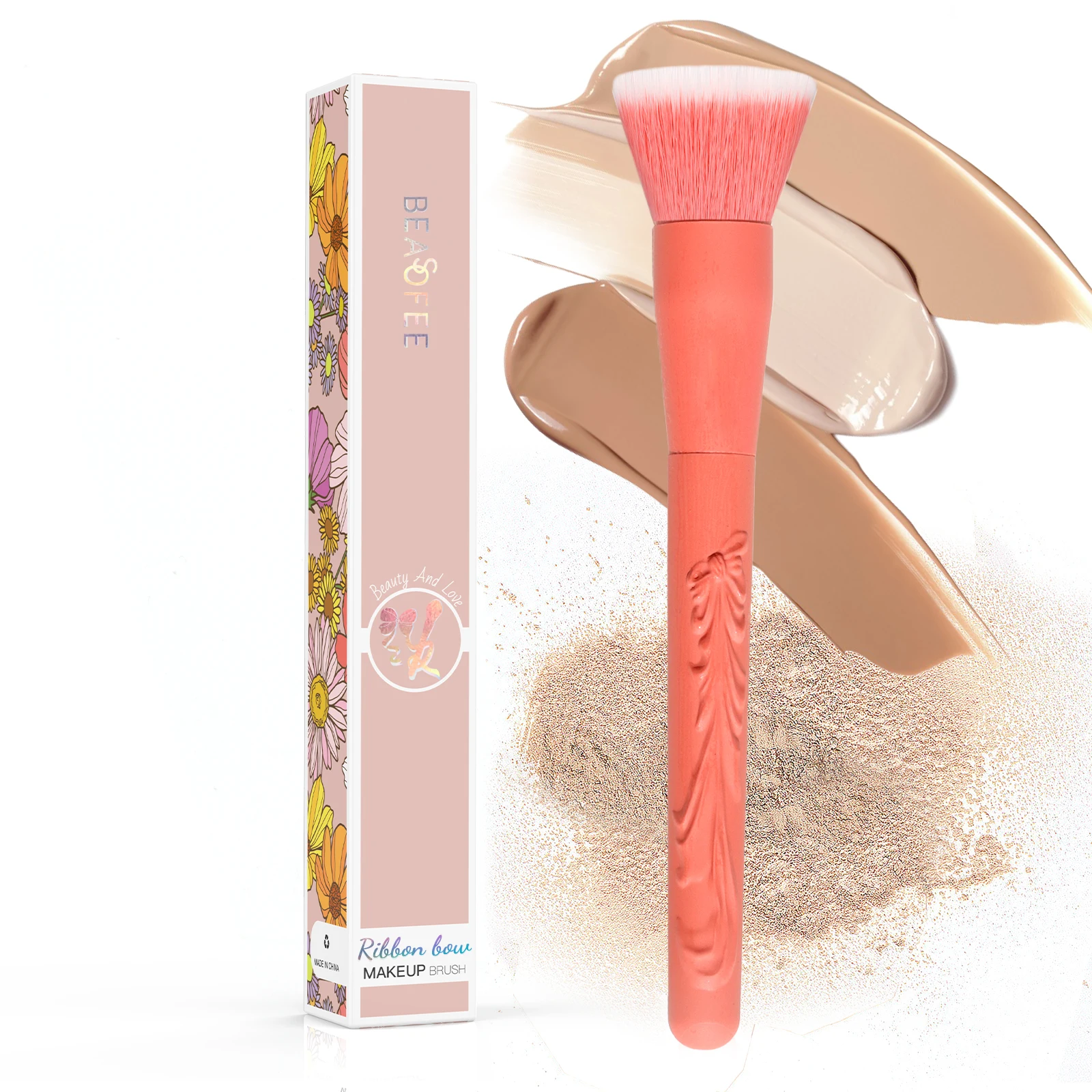 1 Stuks Rood Gesneden Serie Reliëf Ontwerp Make-Up Borstel Concealer Foundation Face Borstel