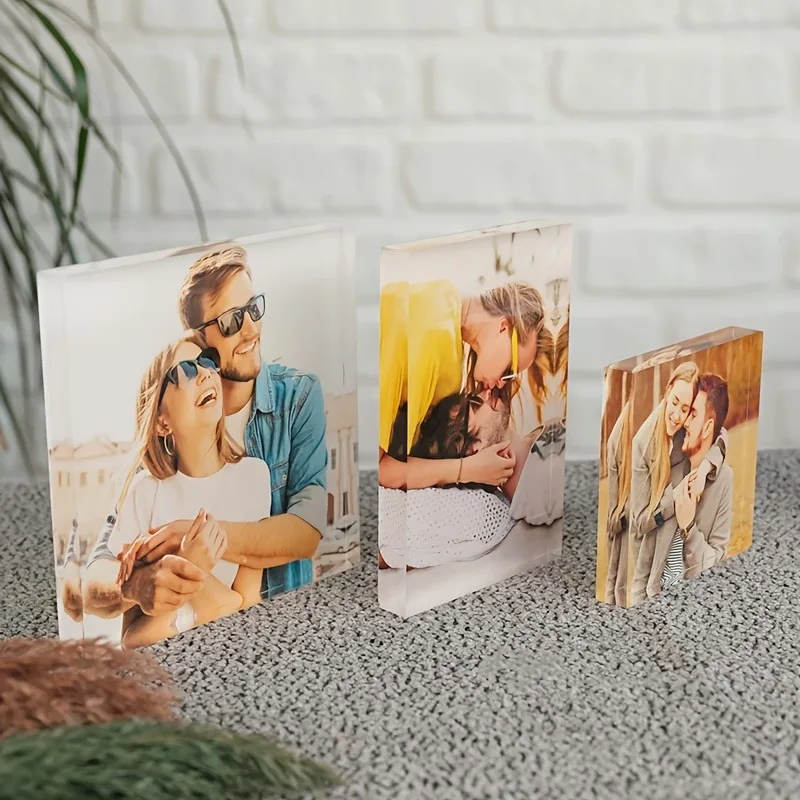 A custom anniversary couple photo frame, our family love story, gift for daughter, personalized acrylic photo block
