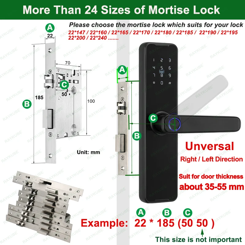 RAYKUBE Biometric Fingerprint Door Lock K7 Pro+ Smart Lock Tuya App Remote Unlocking Keyless Lock Electronic Door Lock