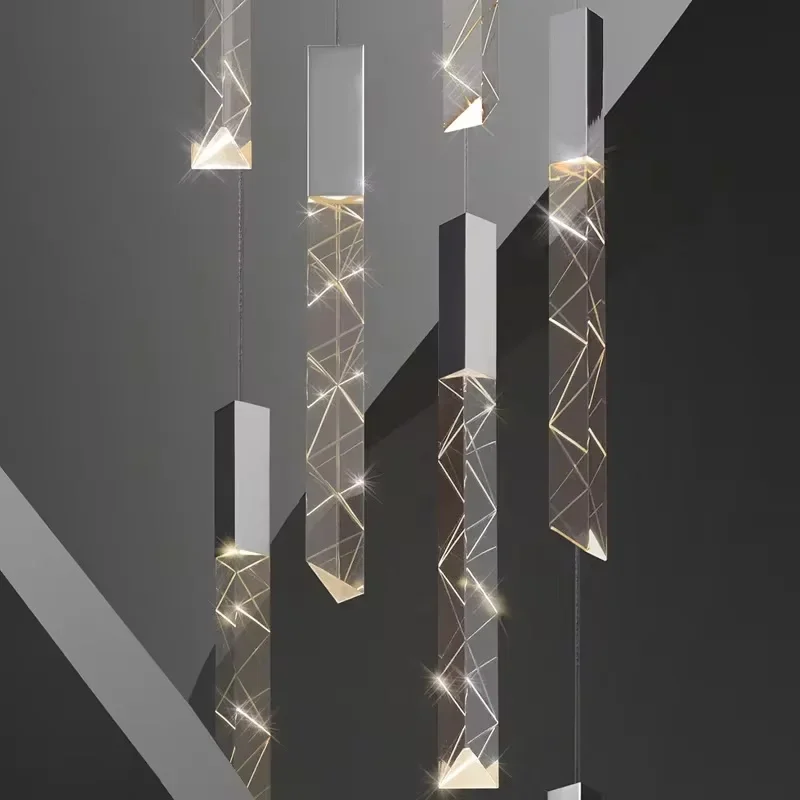 Luxus K9 Kristall LED Pendel leuchten Duplex Treppe Hängelampe für Wohnzimmer Schlafzimmer Hotel Shop anpassbare Leuchten