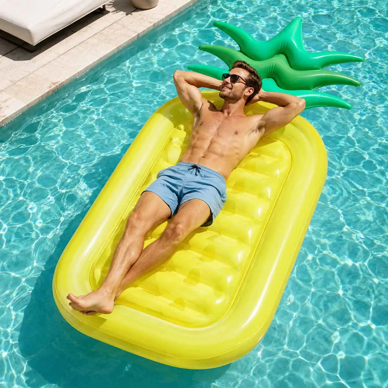 Pineapple Pool Float Raft Summer Beach Swimming Large Pool Floatie Inflatable Lounge Lounger Party Water Toys Raft for Adults view 5