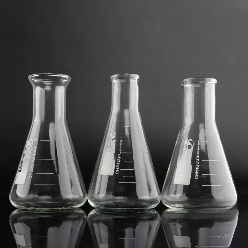 1 sztuka 50 ml/100 ml/150 ml/200 ml/250 ml/300 ml/500 ml/1000 ml szklana borokrzemianowa stożkowa kolba Erlenmeyera do laboratorium sprzęt chemiczny — zdjęcie produktu 6