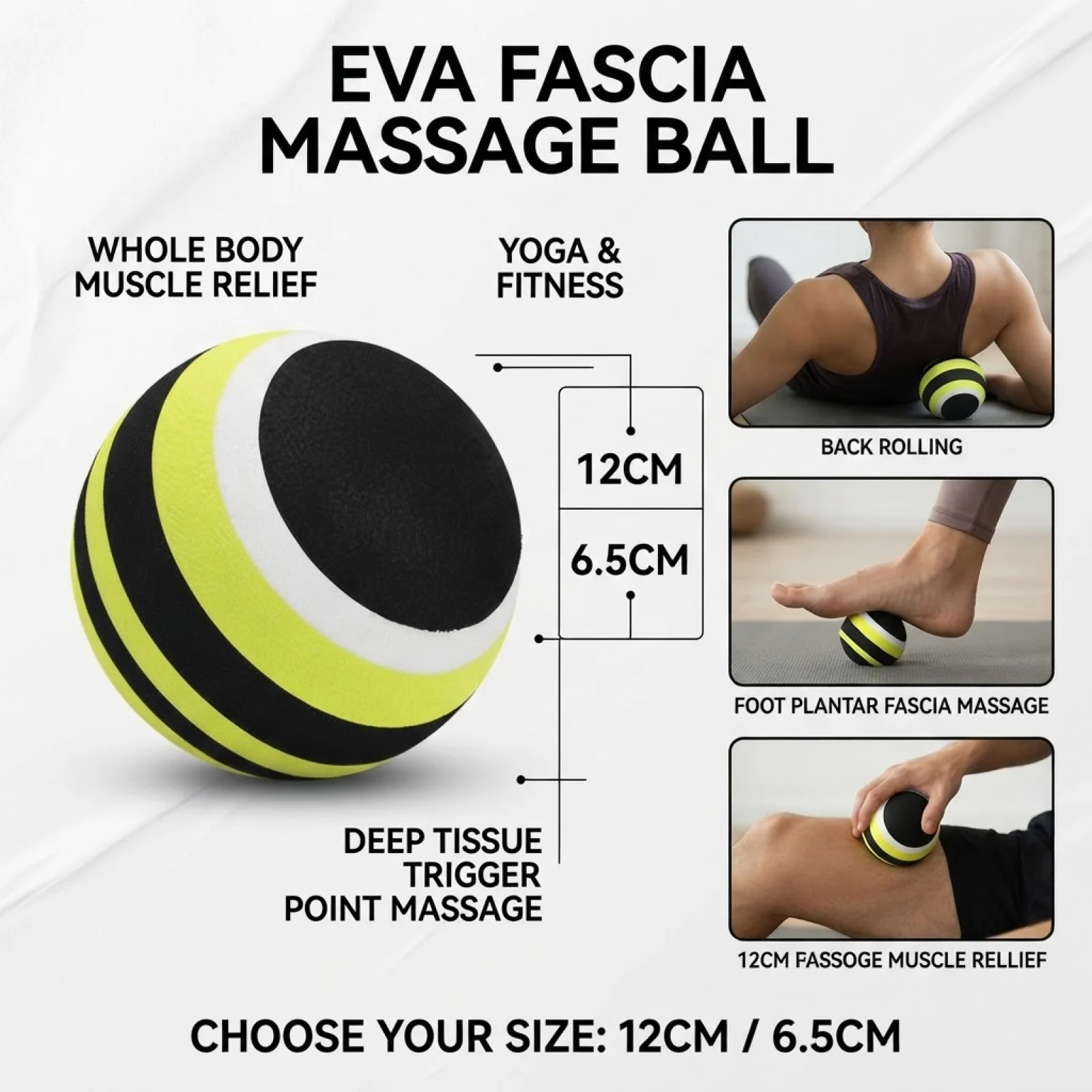 Striped Foam Massage Ball Yoga Fitness Tool Home Training Mini Gym Ball for Targeted Muscle Relaxation