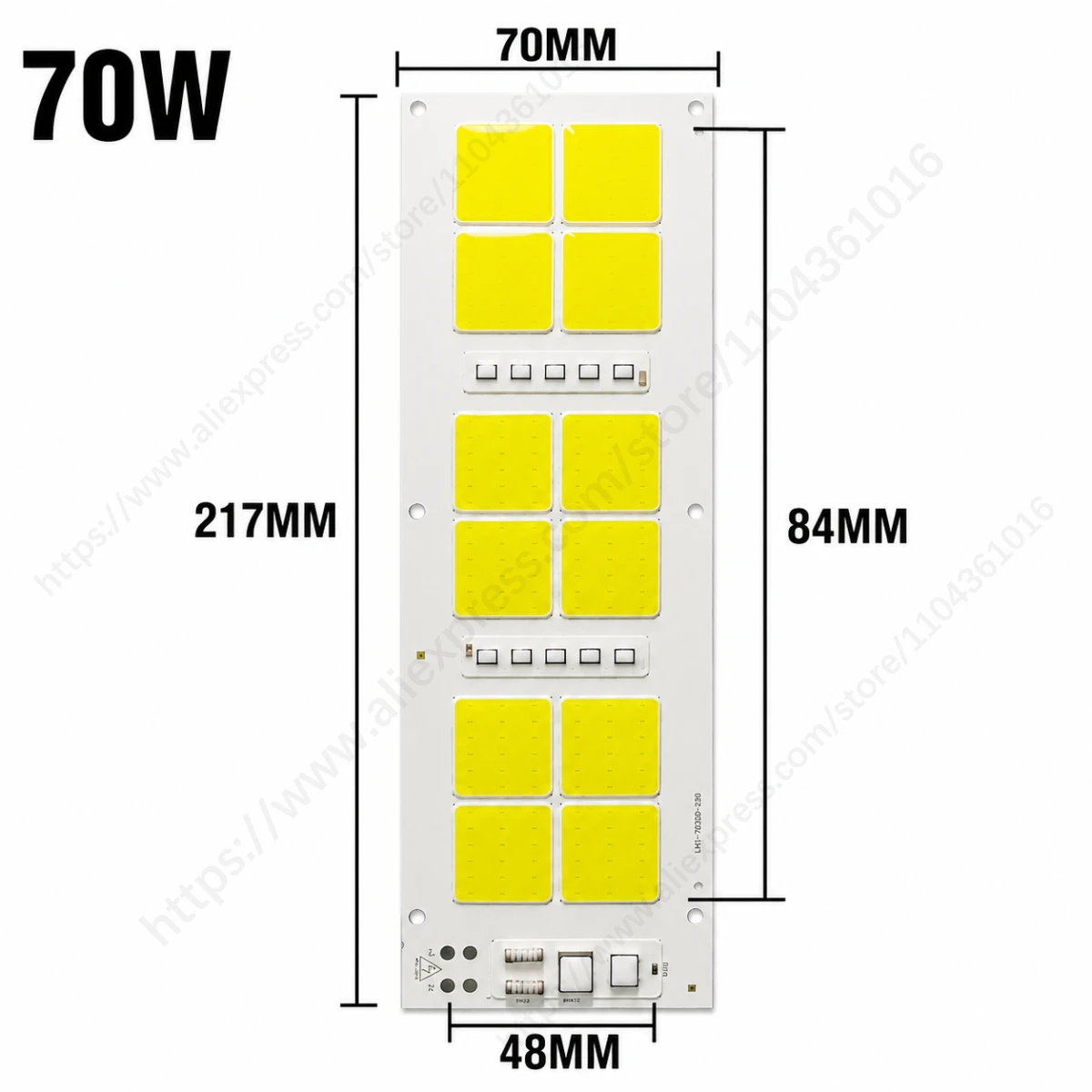 70W AC220V COB LED Chip Smart IC Driverless LED Light Source Board for Floodlight Spotlight Outdoor Lamp DIY Repair