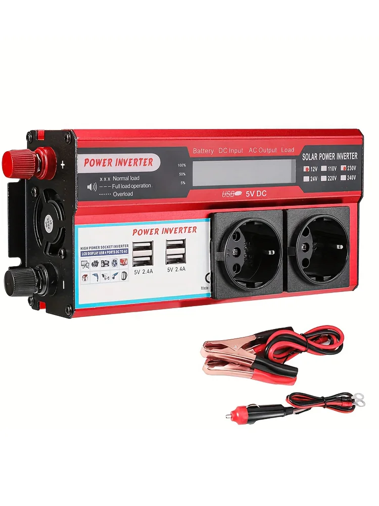 4000 W Omvormer 12 V Naar 220 V Transformator LED Display EU Socket Inverter 4 USB Snel Opladen voor Telefoon Laptops Auto - afbeelding 2