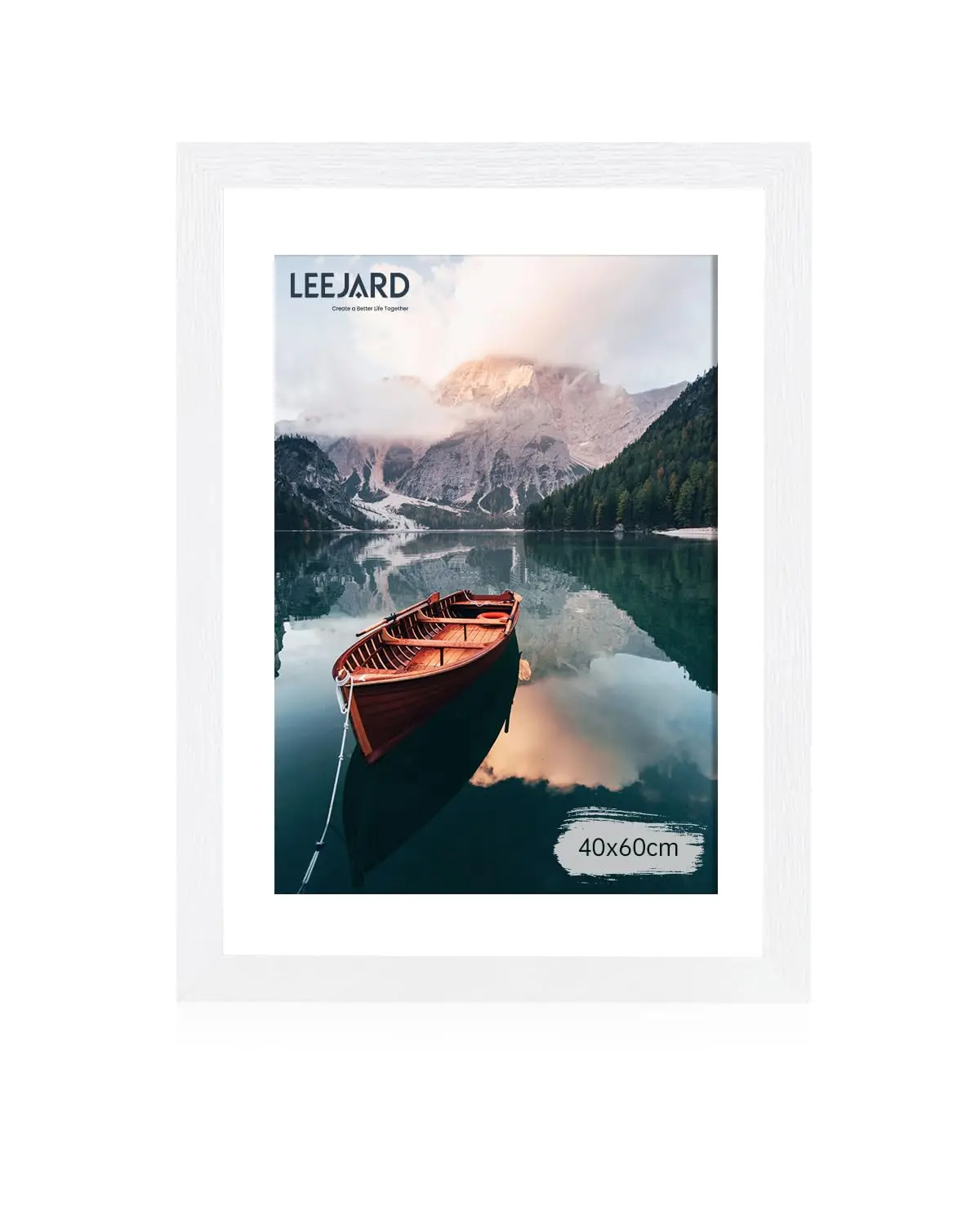 LEEJARD Holz Bilderrahmen 40x60 cm & 50x70 cm mit bruchsicherem Plexiglas, Hoch- und Querformat nutzbar, mit Aufhängehaken für Wanddekoration