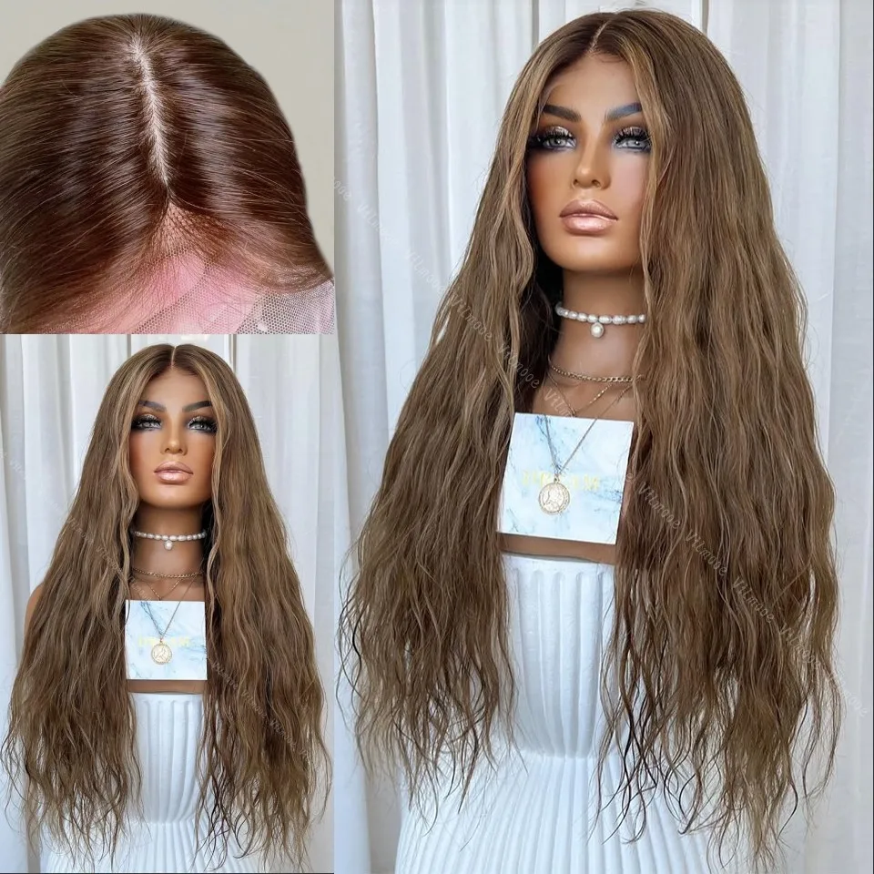 

Highlight Chocolate Brown 13x6/360 HD Lace Frontal Human Hair Wigs For Women Brazilian Body Wave Full Lace Wigs 100% Human Hair