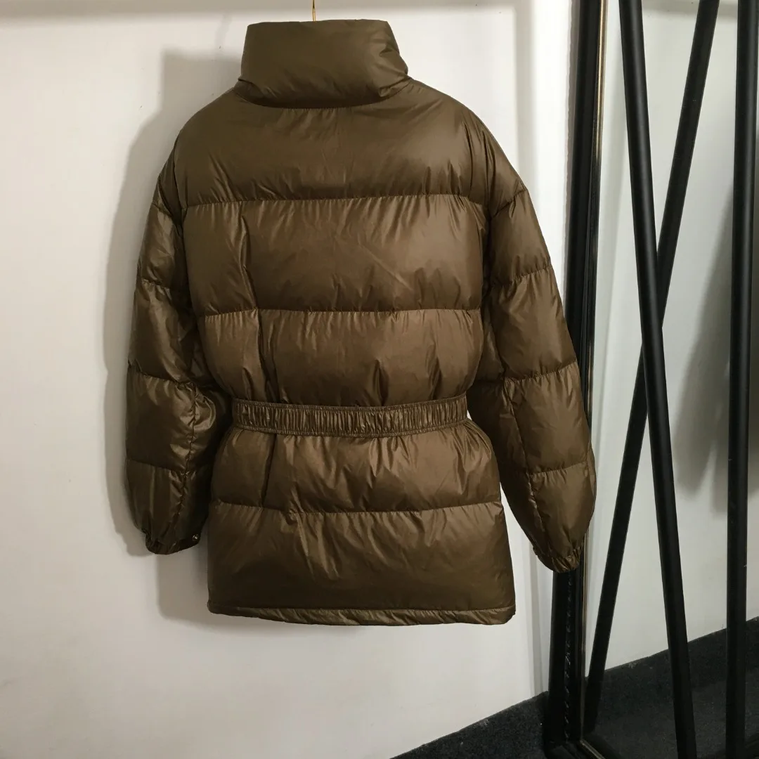 Hiver nouvelle ceinture taille col montant à manches longues mode chaud doudoune