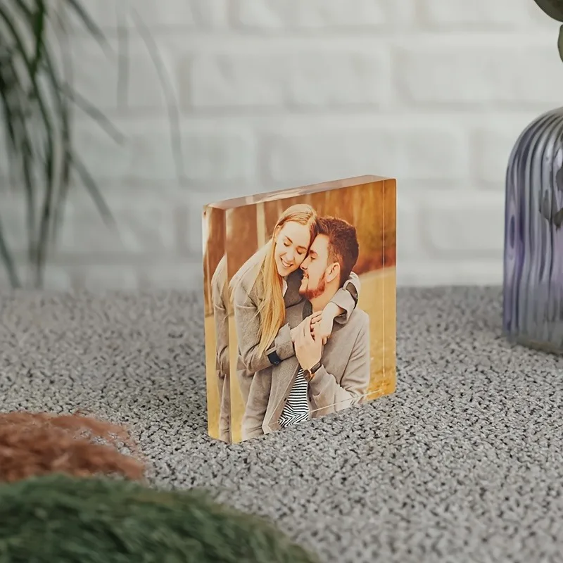 A custom anniversary couple photo frame, our family love story, gift for daughter, personalized acrylic photo block