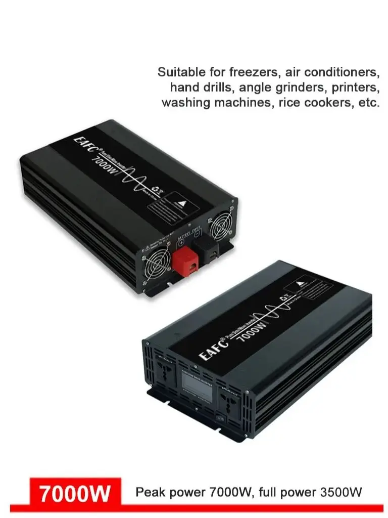 EAFC 4000 W/5000 W/7000 W reiner Sinus-Wechselrichter DC 12 V zu AC 220 V Spannungsübertragungswandler 50 Hz Digitalanzeige
