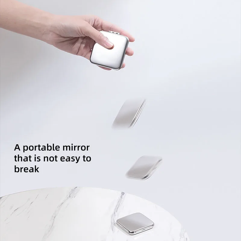 

Portable makeup mirror mini makeup mirror stainless steel beauty mirror foldable double-sided pocket mirror without light