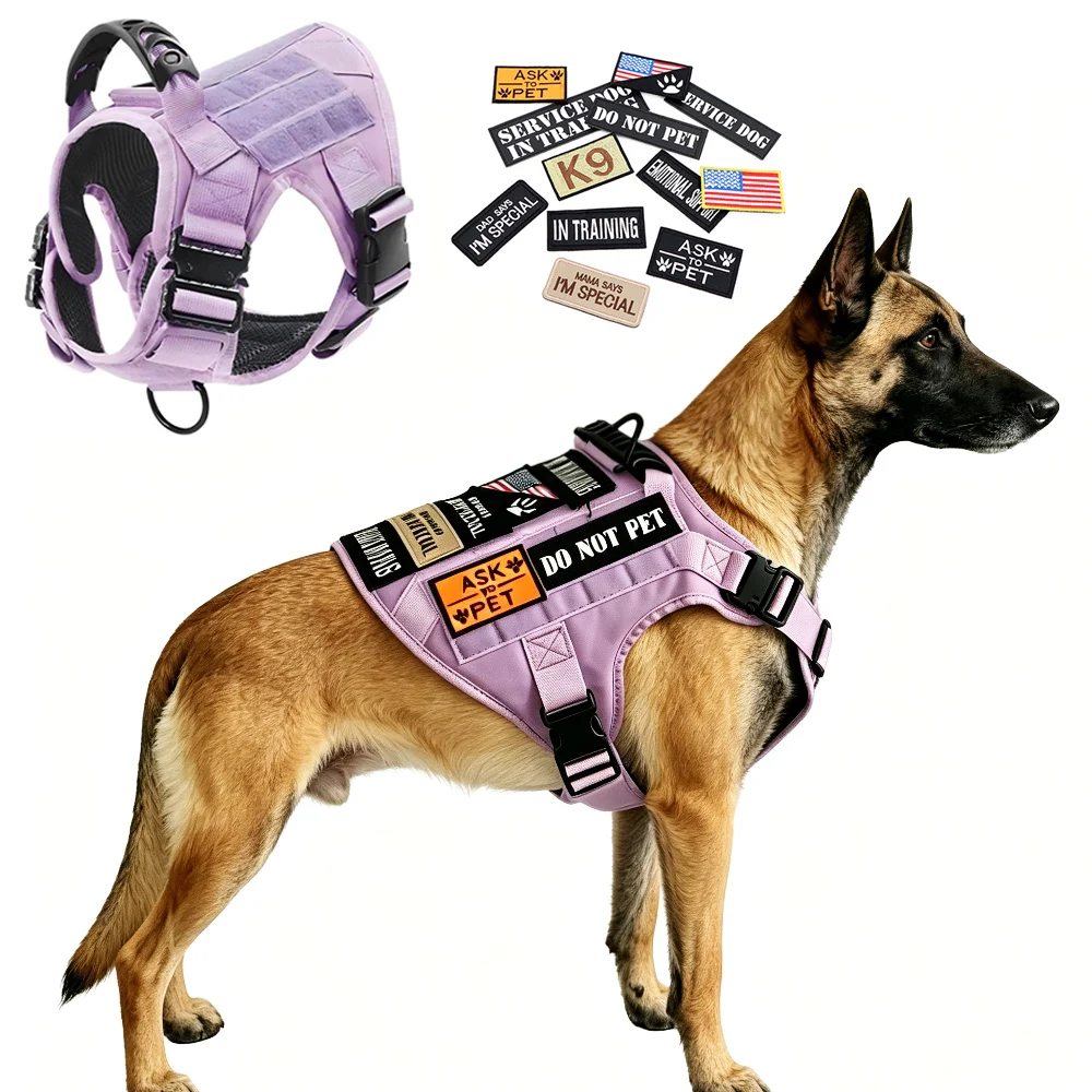 Arnés Táctico para Perro con Parches, Chaleco de Entrenamiento Ajustable sin Tirones para Perros Grandes, Ideal para Pastor Alemán y Perros de Gran Porte