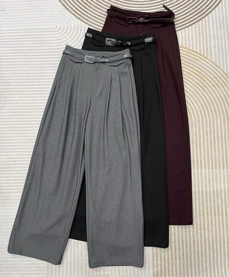 

Autumn casual women's stylish minimalist wool lyocell trousers