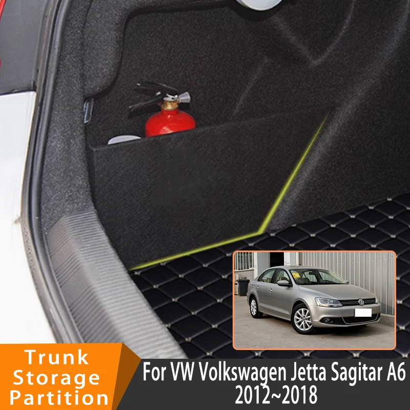 Auto Accessories For VW Volkswagen Jetta Sagitar A6 2012~2018 Organizer Trunk Side Partition Trunk Interior Storage Box Parts