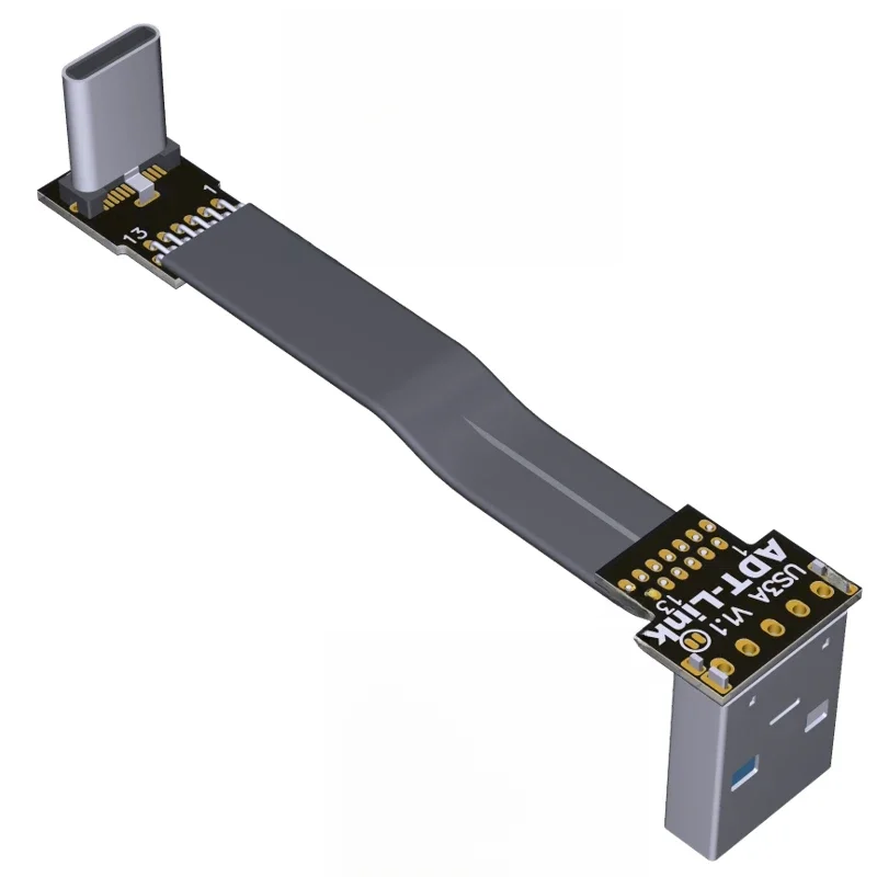 Kabel taśmowy USB typu C Płaski ekranowany kabel FPC EMI USB 3.0 Typ C Złącze kątowe 90 stopni w górę w dół 5 cm-3 m USB 3.1 — zdjęcie produktu 7
