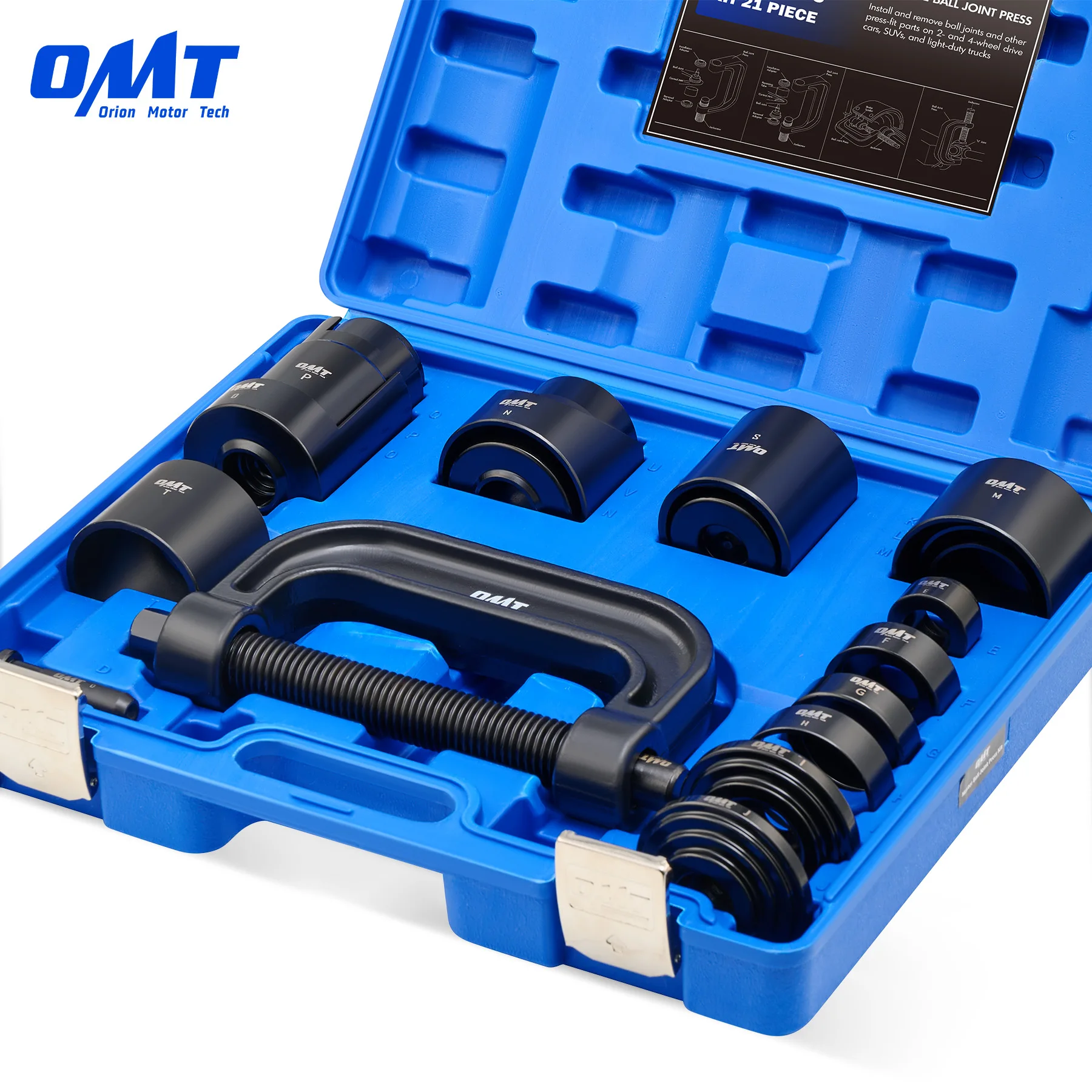 

OMT 21pcs Premium Ball Joint Service Tool&Master Adapter Set w. Carrying Case Black