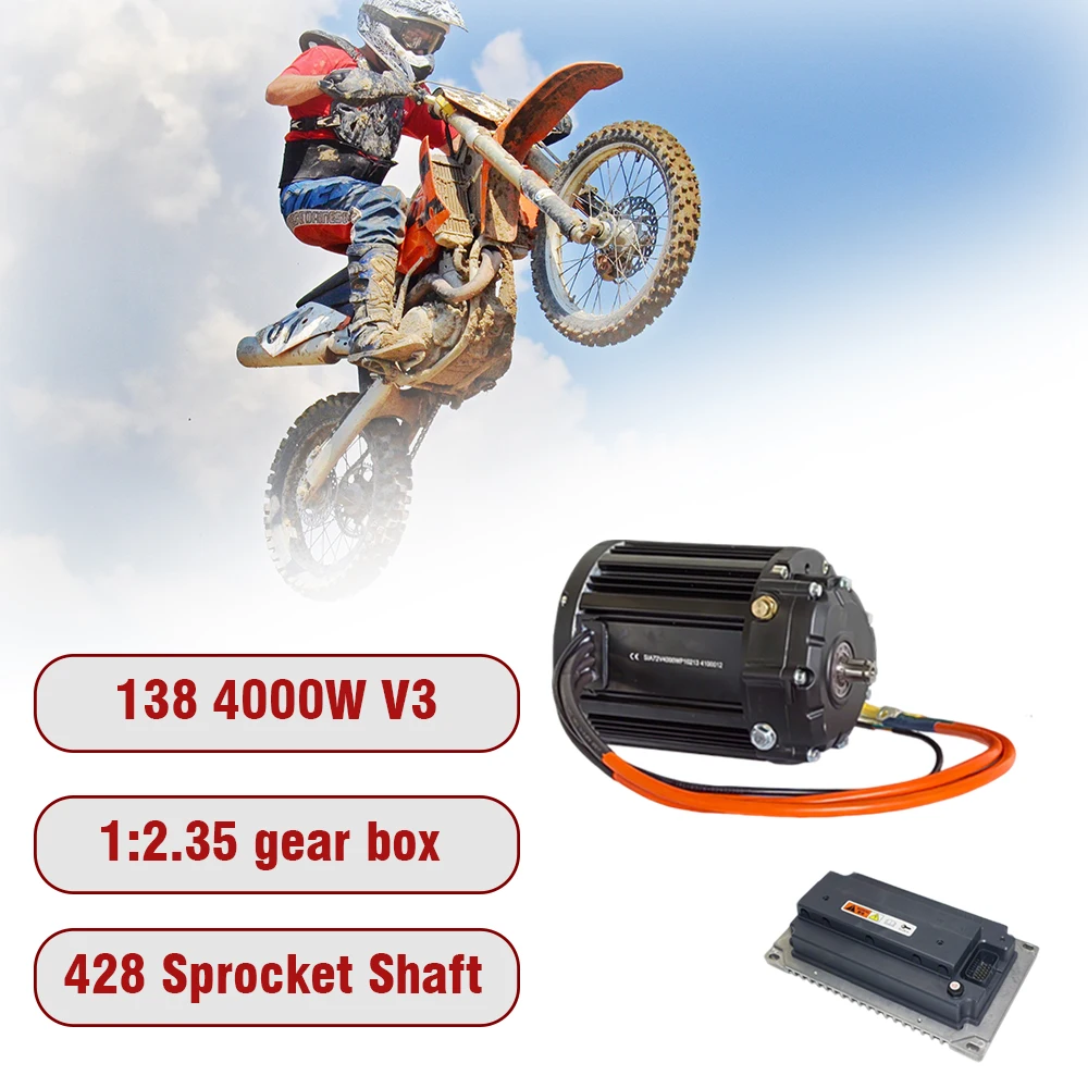 QS MOTOR QS138 90H V3 Mid Drive Motor Kit 4000W Rated Power 1:2.35 Gear Box Compatible with EM200-2SP Controller