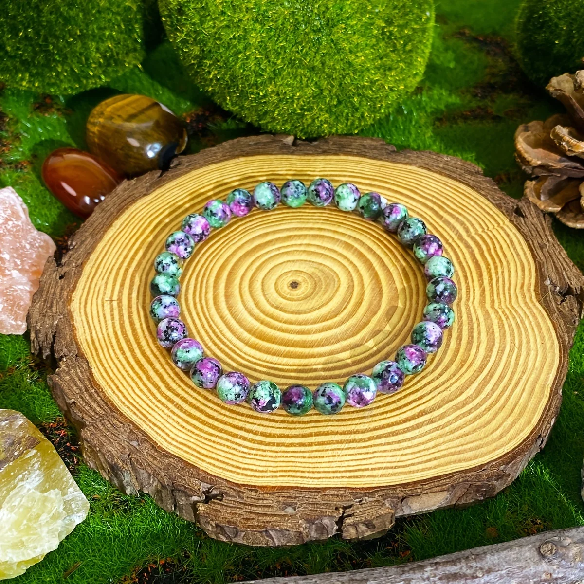 1pc/6mm Zoisite Natural Stone Bracelet Boost Confidence Promote Positive Attitude Jewelry Gift [Natural Stone Color Random]